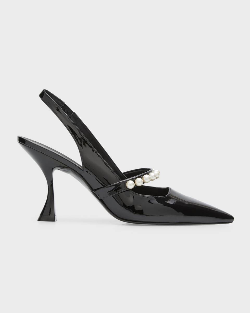 Goldie Pearly-Strap Slingback Pumps